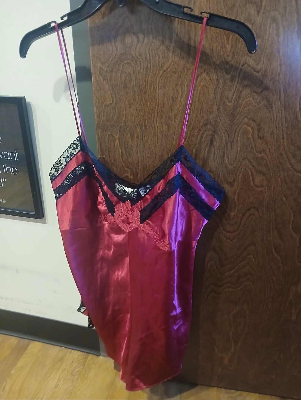 vintage VICTORIA'S SECRET GOLD LABEL red & black lace teddy